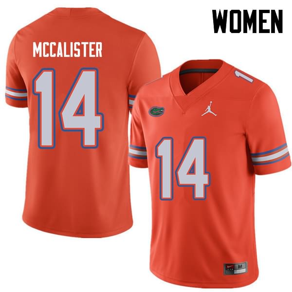 Women's NCAA Florida Gators Alex McCalister #14 Stitched Authentic Jordan Brand Orange College Football Jersey QCU2365QM